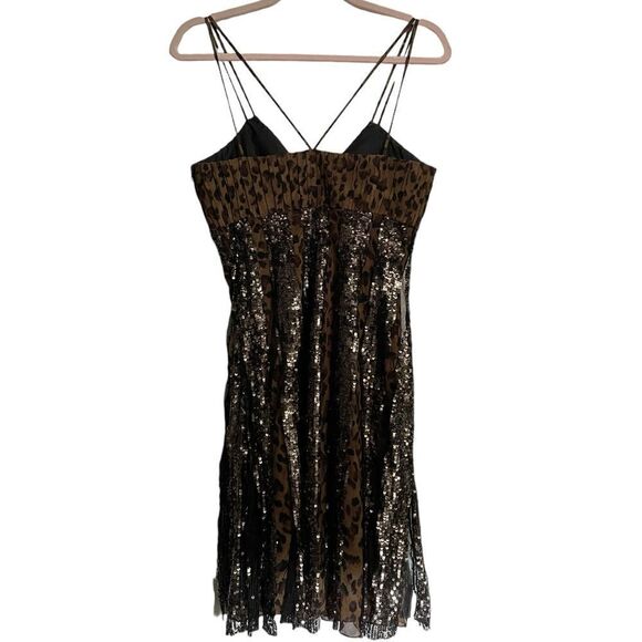 Mac Duggal Couture Leopard Sequin Mesh Cocktail Dress Size 6 - Picture 3 of 8